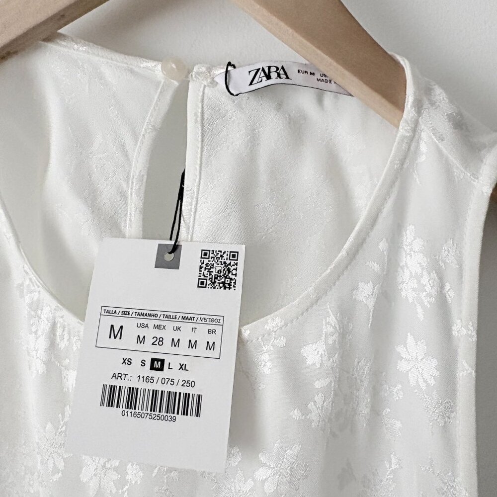 Zara Lace Jacquard Maxi Dress NWT White Size Medium - Picture 10 of 11